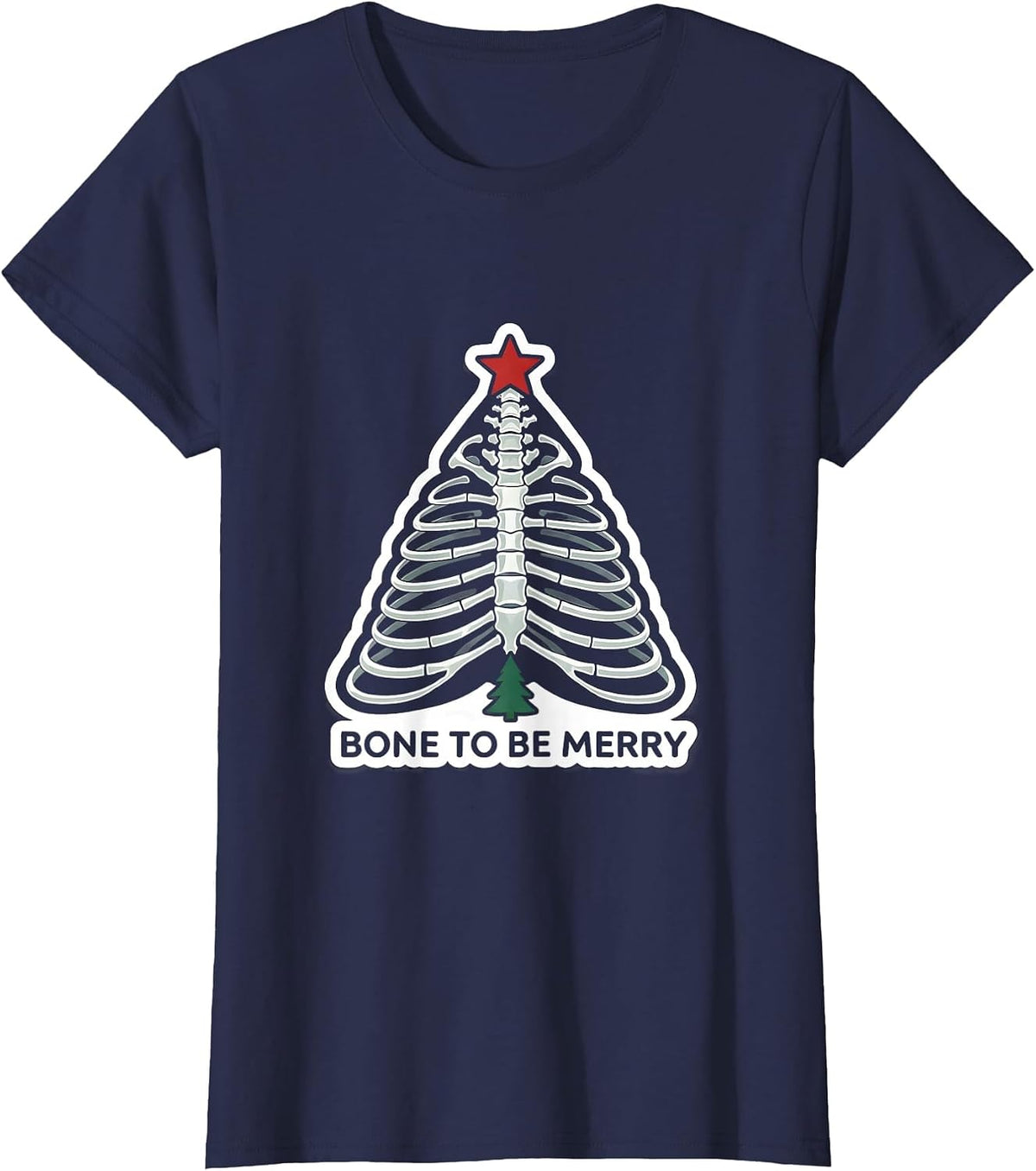 Women's Bone To Be Merry Funny Radiology Tech Xray Tech Christmas T-Shirt - Navy Blue