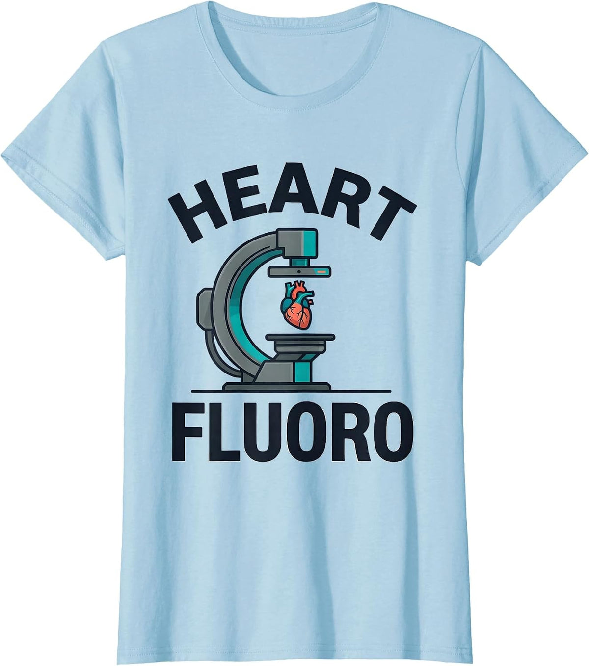 Heart Fluoro Funny Radiology Tech Valentine Skeleton Humor T-Shirt - Baby Blue