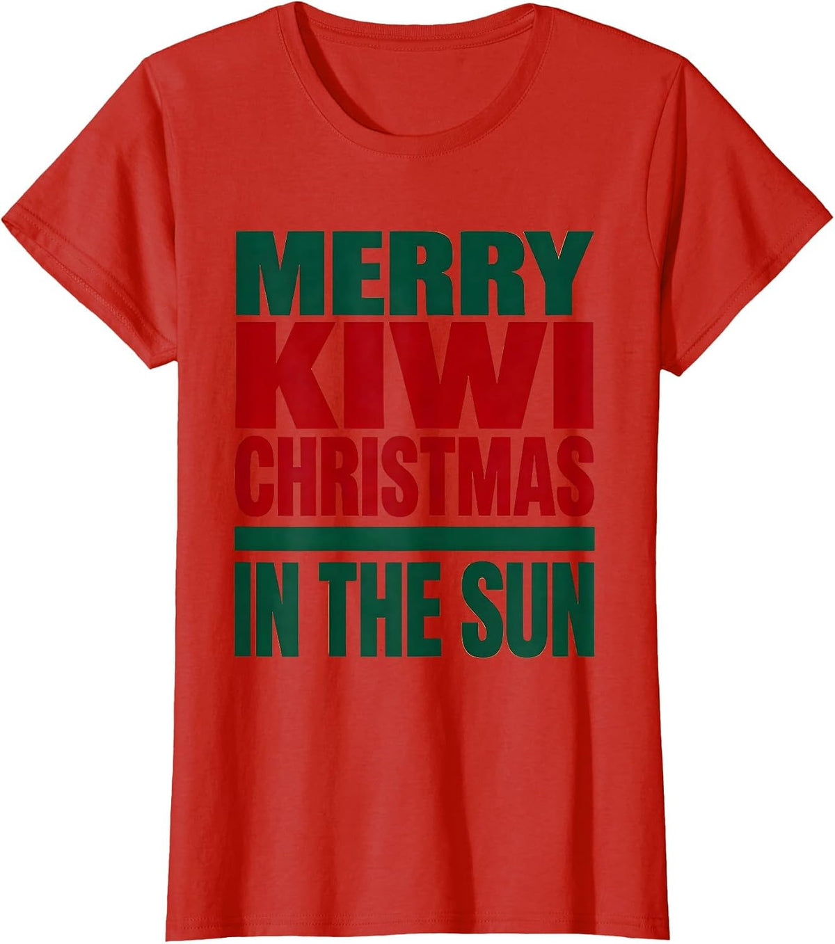Merry Kiwi Christmas In The Sun Patriotic Kiwi Holiday T-Shirt - Red
