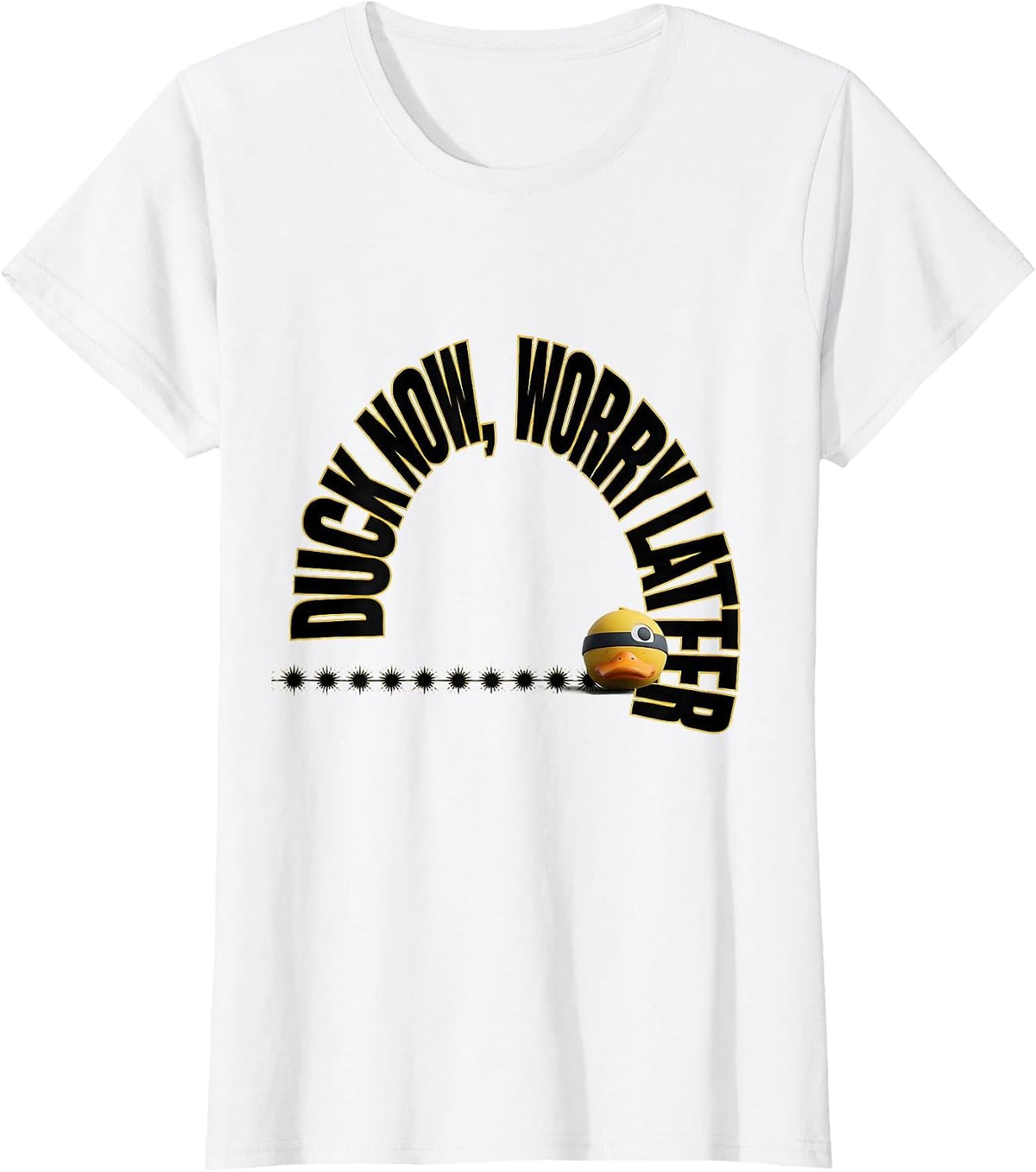 Duck Now, Worry Later Funny Duck Novelty Gift T-Shirt - White