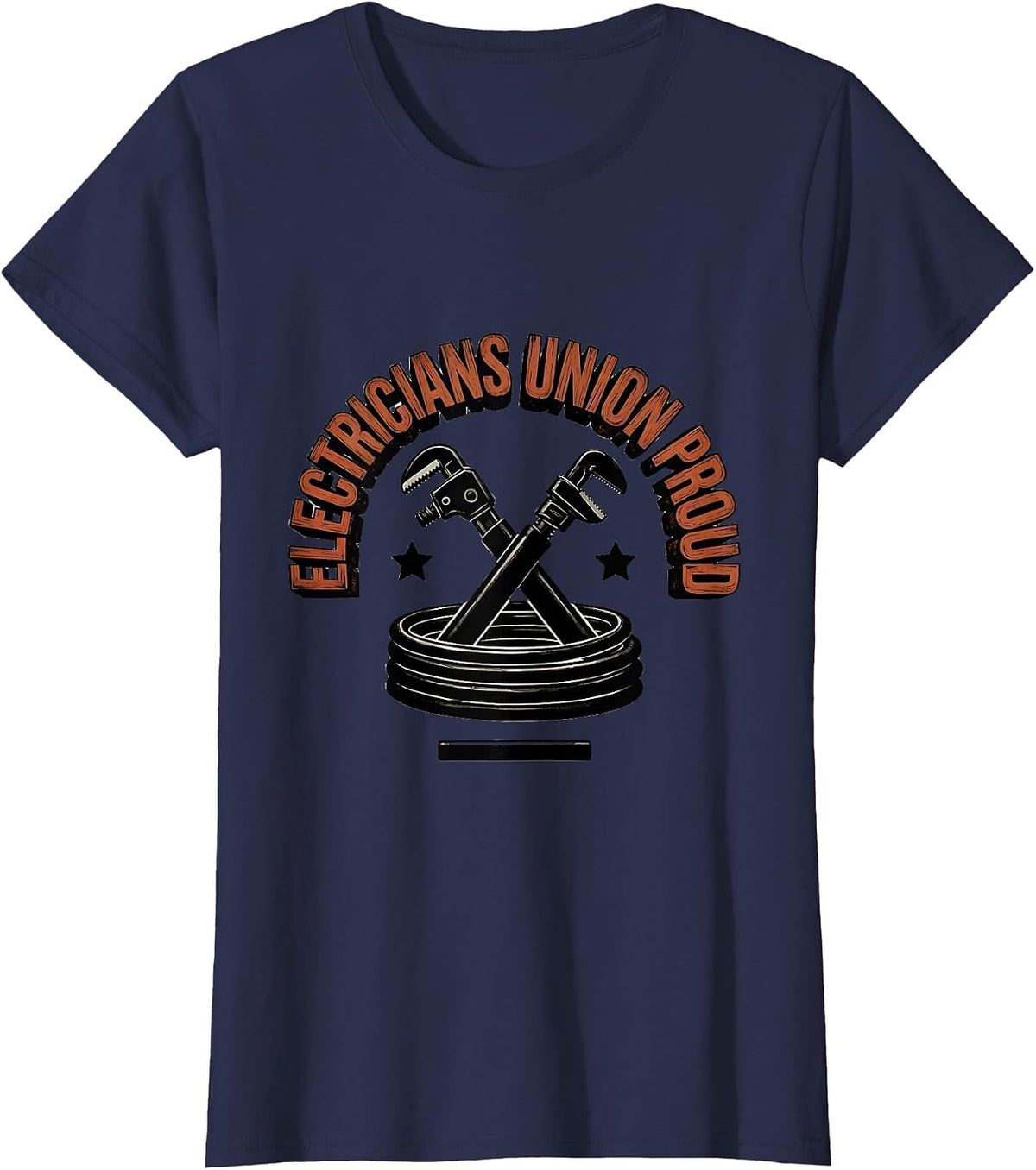 Women's Electricians Union Proud Skilled Trades Worker Labor T-Shirt - Navy Blue