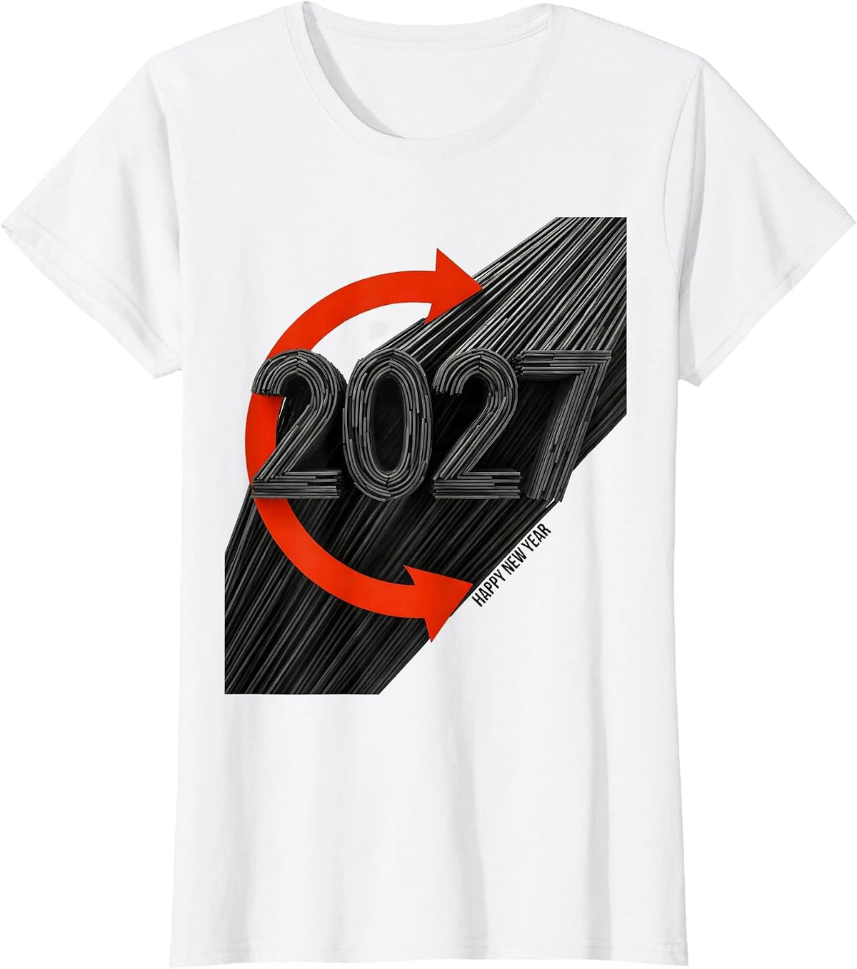 Happy New Year 2027 Constructivist Party Host Keepsake T-Shirt - White