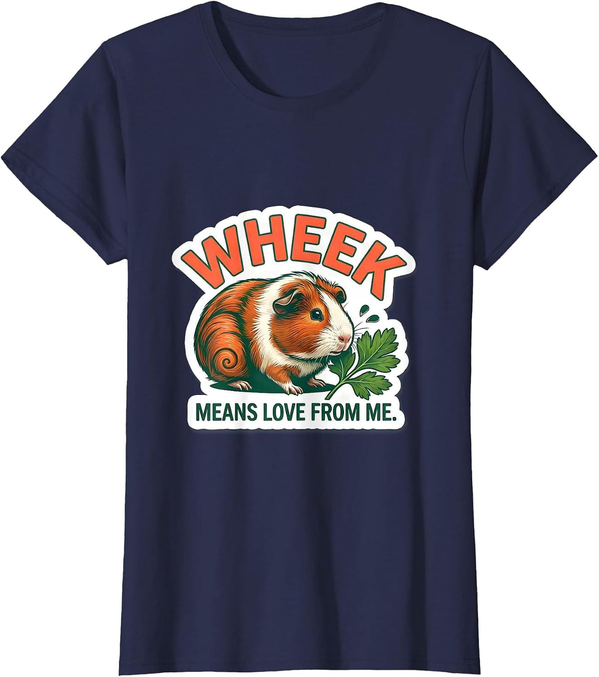 Women's Wheek Means Love From Me Funny Guinea Pig Lover Gift T-Shirt - Navy Blue
