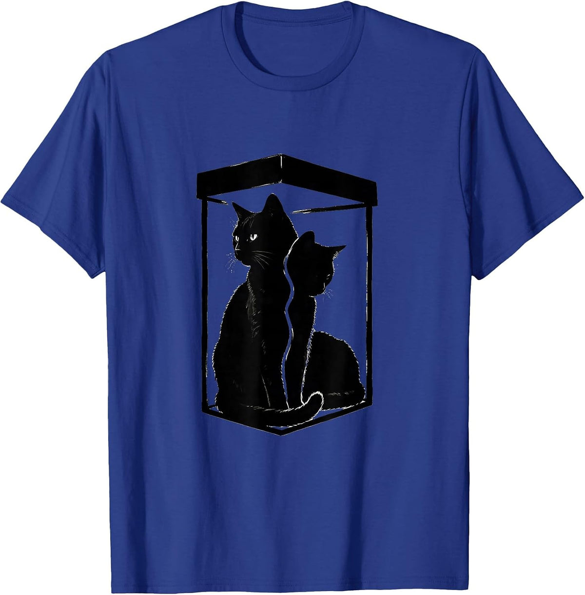 Schrödinger Cat Silhouette Quantum Physics Science Geek T-Shirt - Royal Blue