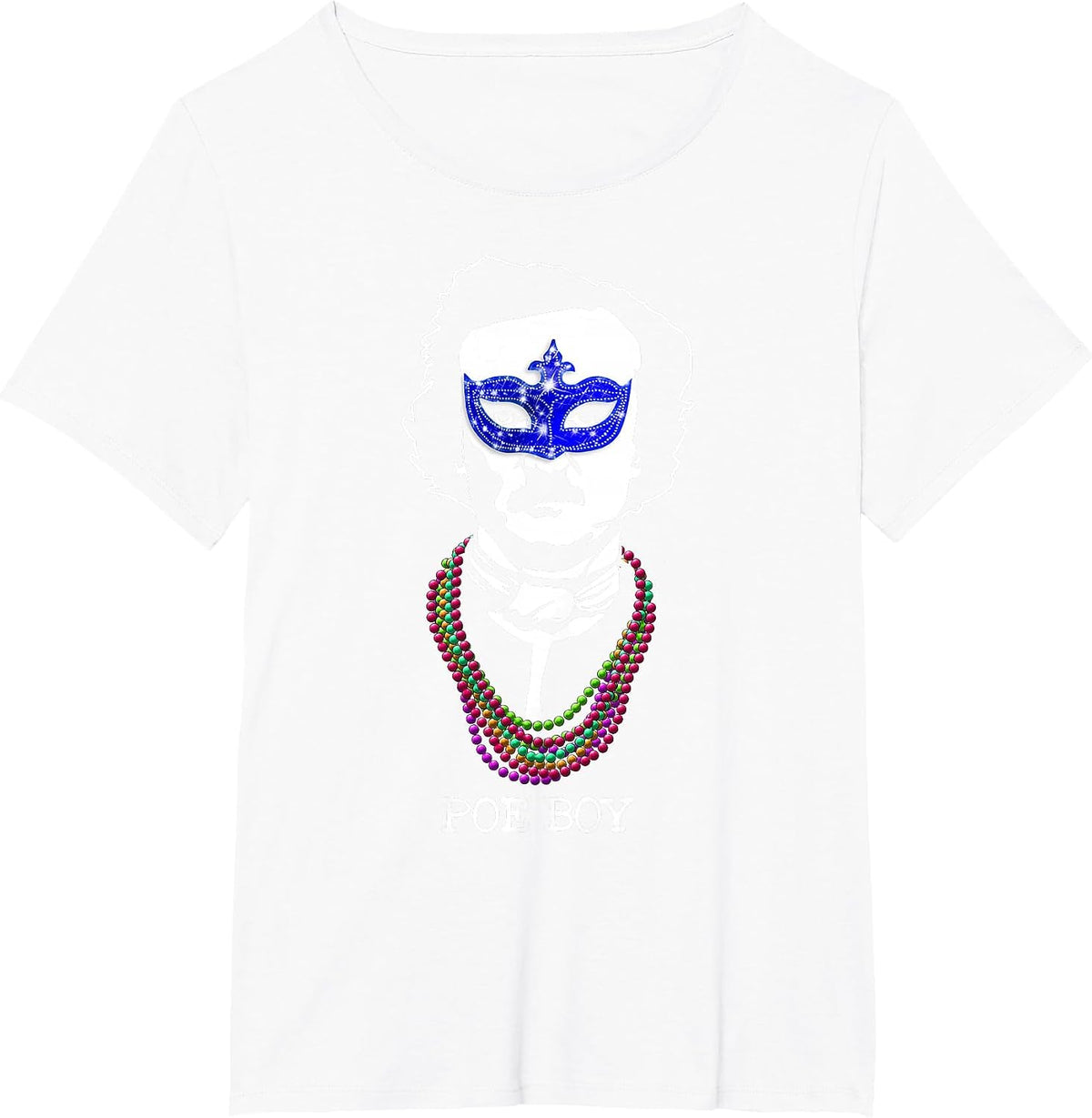 Funny Edgar Allan Poe Mardi Gras Mashup T-Shirt - White