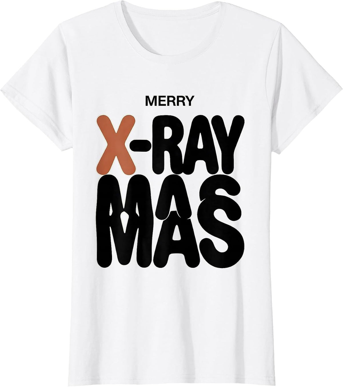 Merry X-Raymas Funny Radiology Tech Christmas Skeleton Humor T-Shirt - White