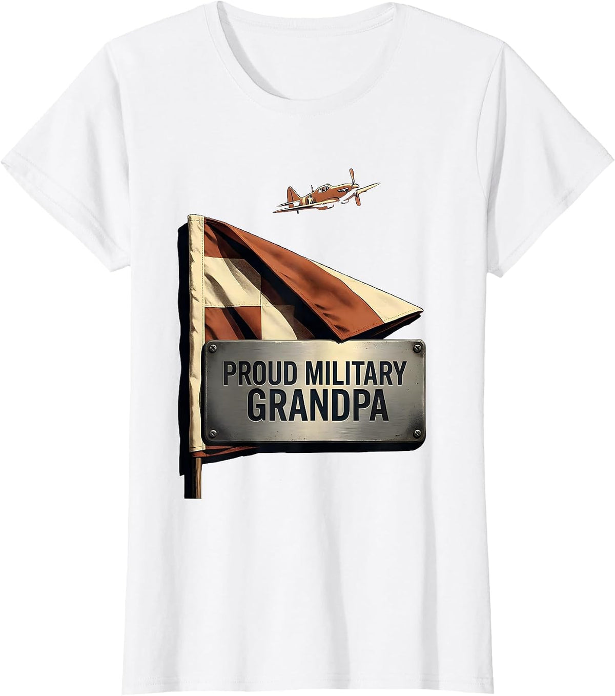 Proud Military Grandpa Veteran Family Heritage Screenprint T-Shirt - White
