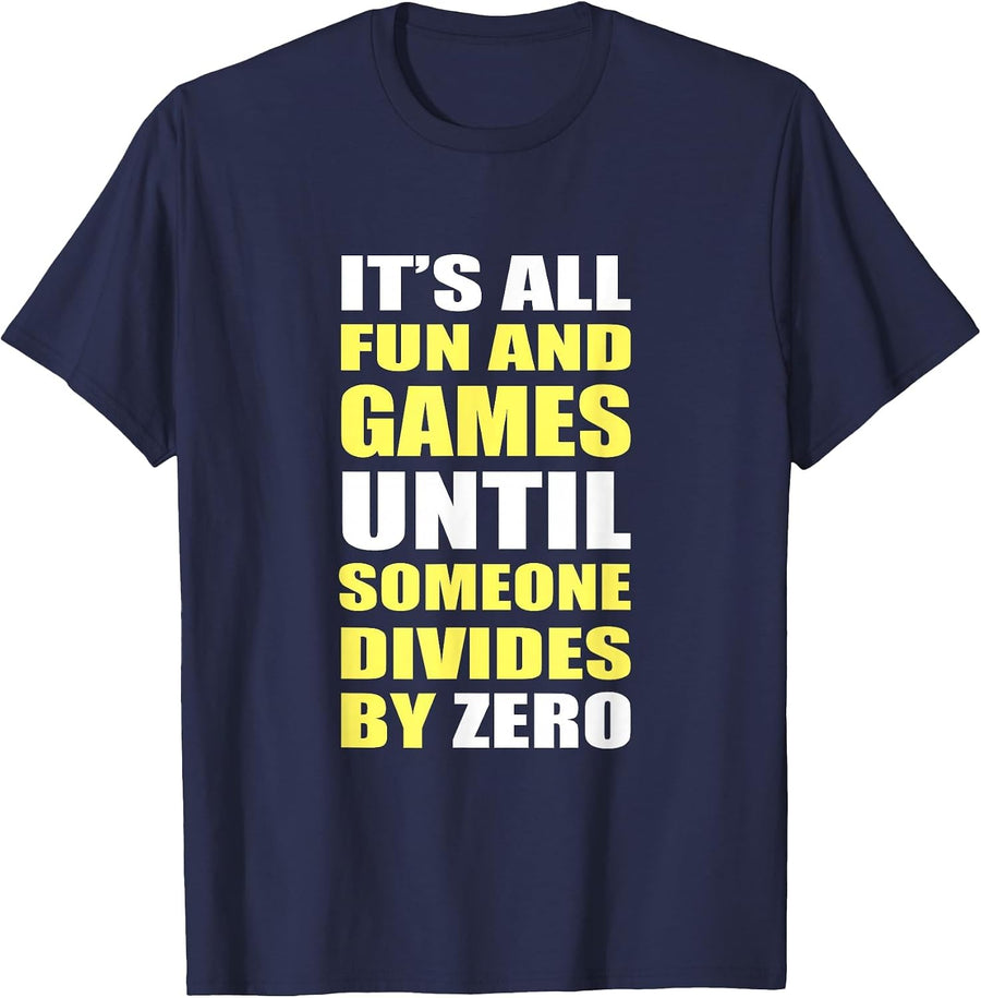 Funny Math Programmer Saying Divide By Coding Humor T-Shirt - Navy Blue