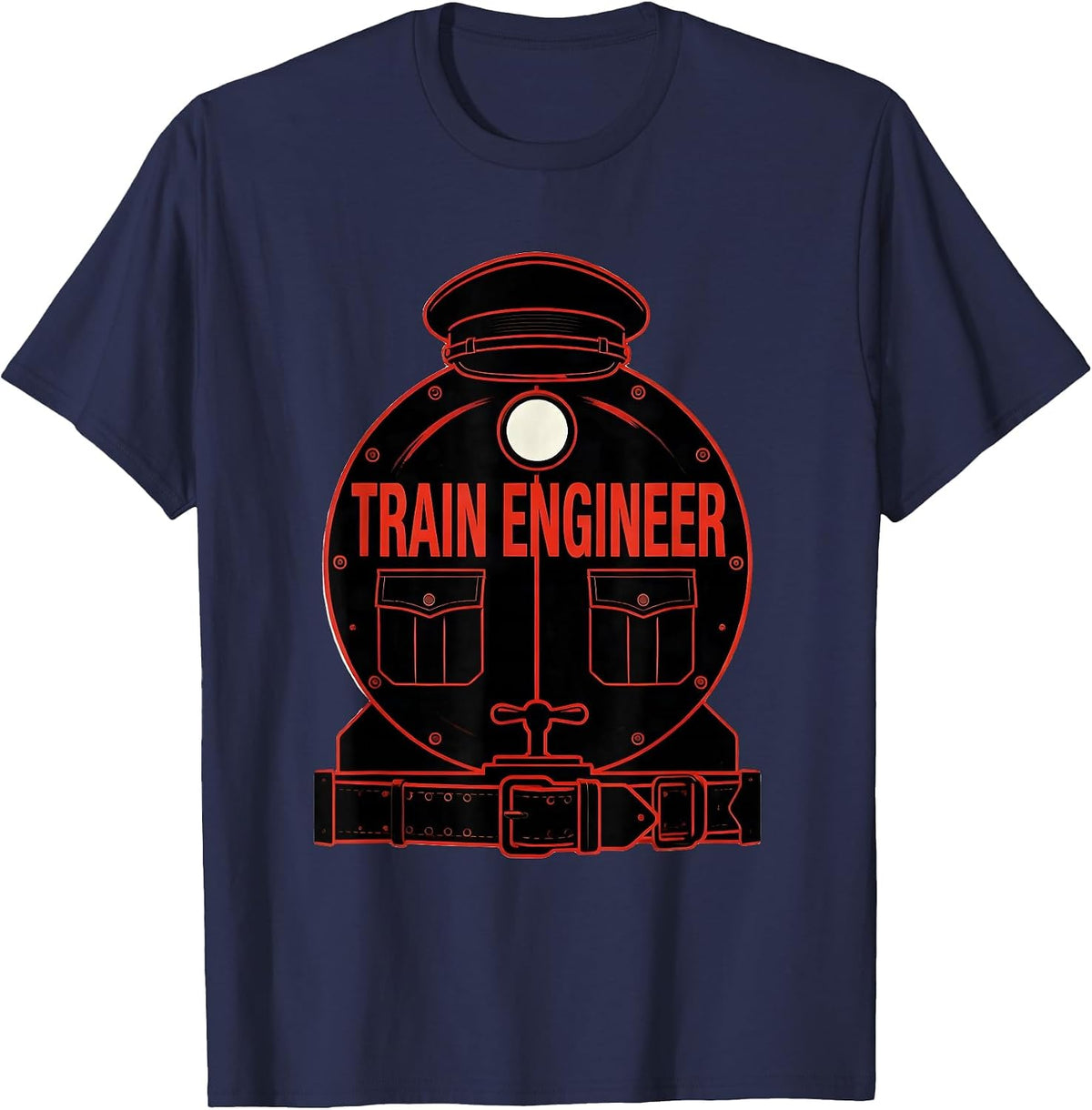 Men's Train Engineer Rail Uniform Costume Halloween T-Shirt - Navy Blue