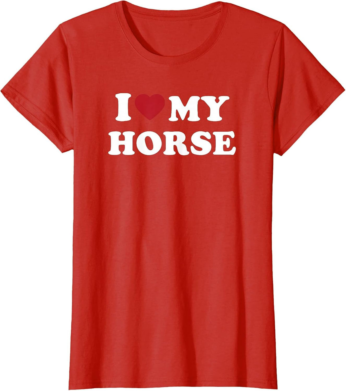 I Love My Horse Cute Equestrian Riding Animal Design T-Shirt - Red