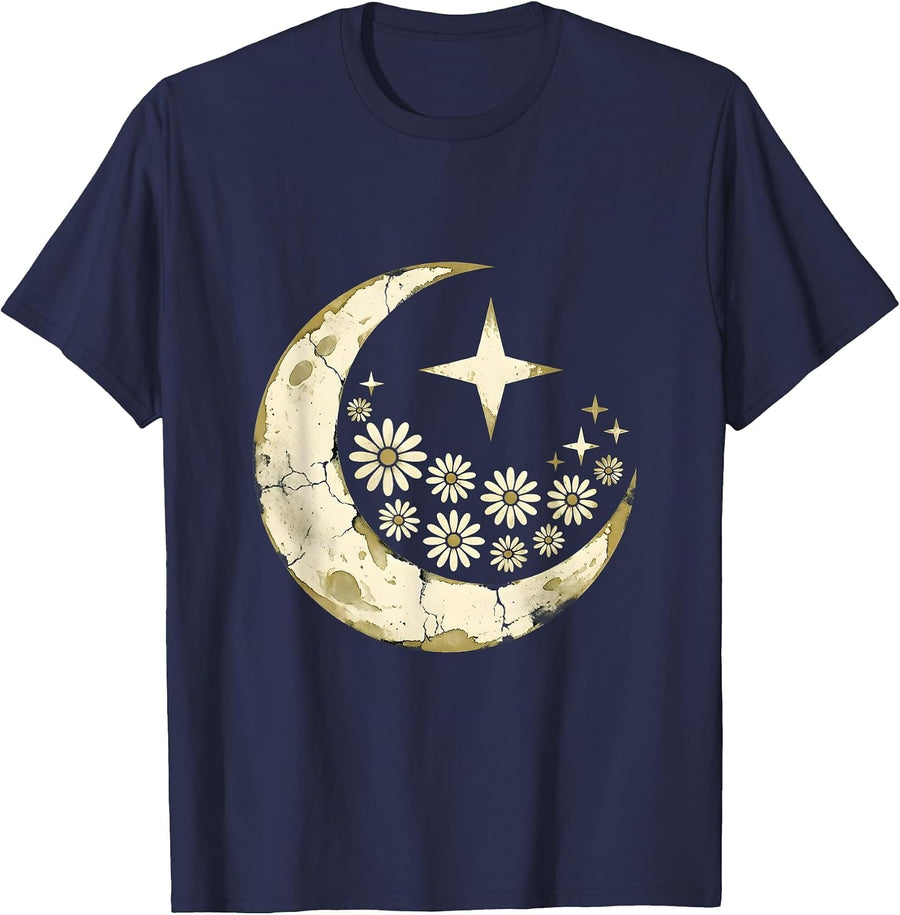 Telescope Star Gazing Astronomy Illustration T-Shirt - Navy Blue