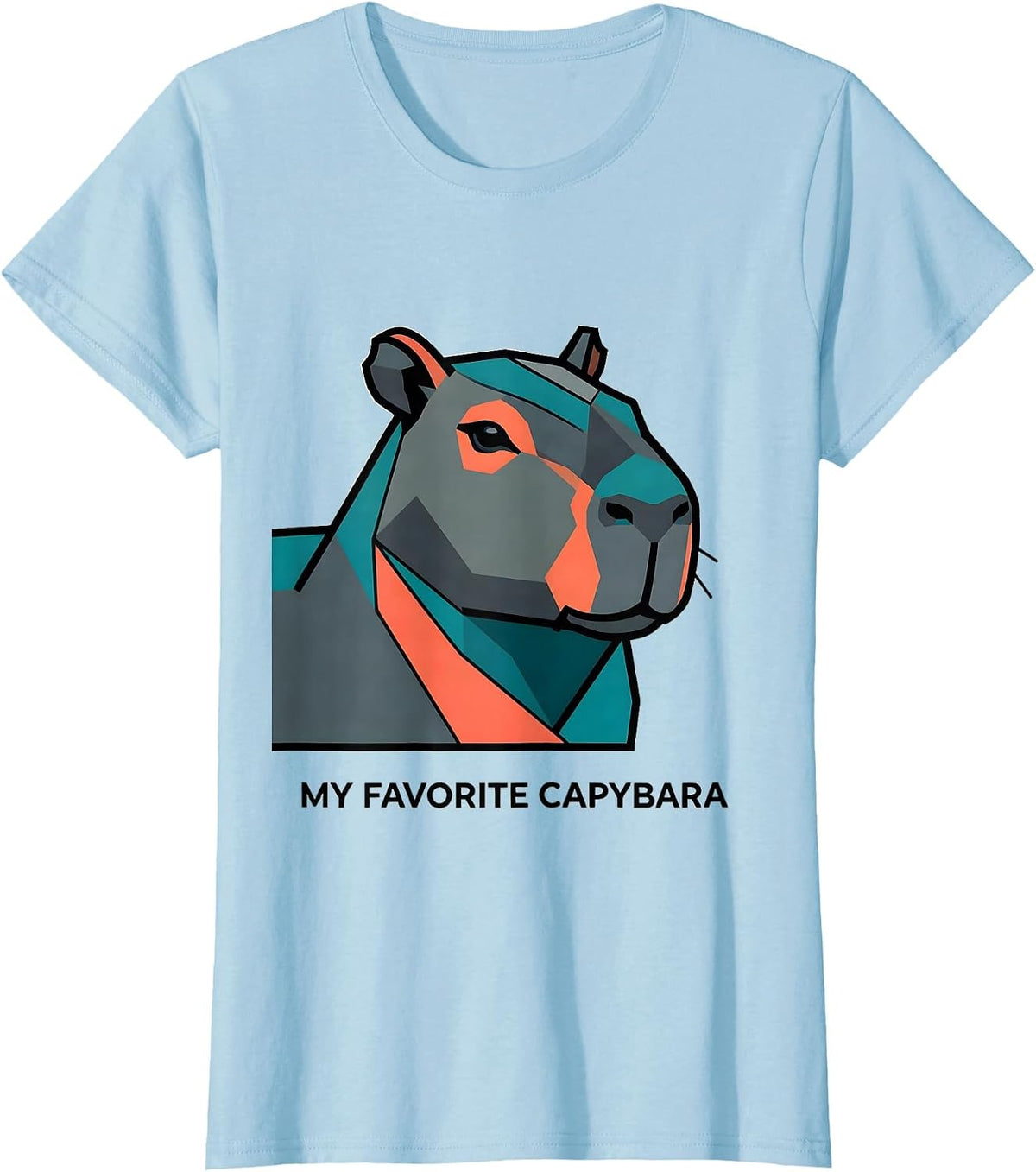 Women's My Favorite Capybara Flat Vector Animal Art Portrait T-Shirt - Baby Blue