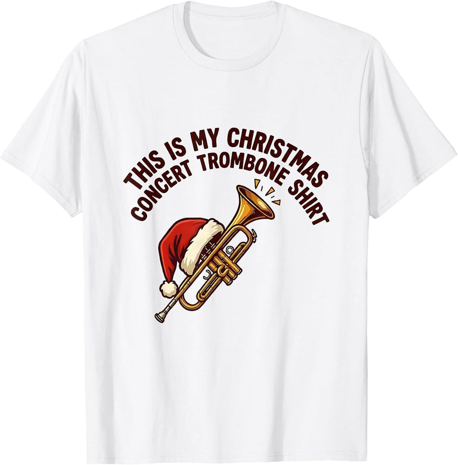 Men's This Is My Christmas Concert Trombone Shirt Trombone Player T-Shirt - White
