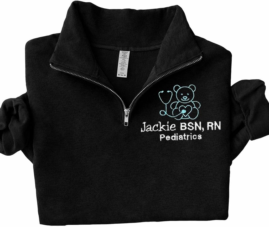Personalized Embroidered Nurse Quarter Zip Sweatshirt, Gift for Nurse Doctor, Graduation Gifts for Nurses - 07 Pediatric