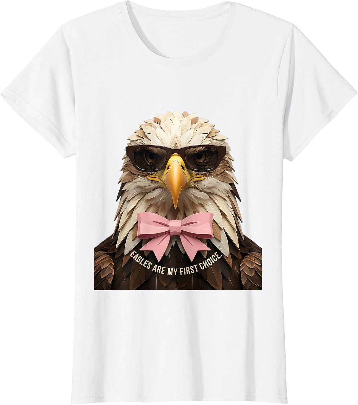 Eagles Are My First Choice Coquette Ribbon Graphic Eagle T-Shirt - White