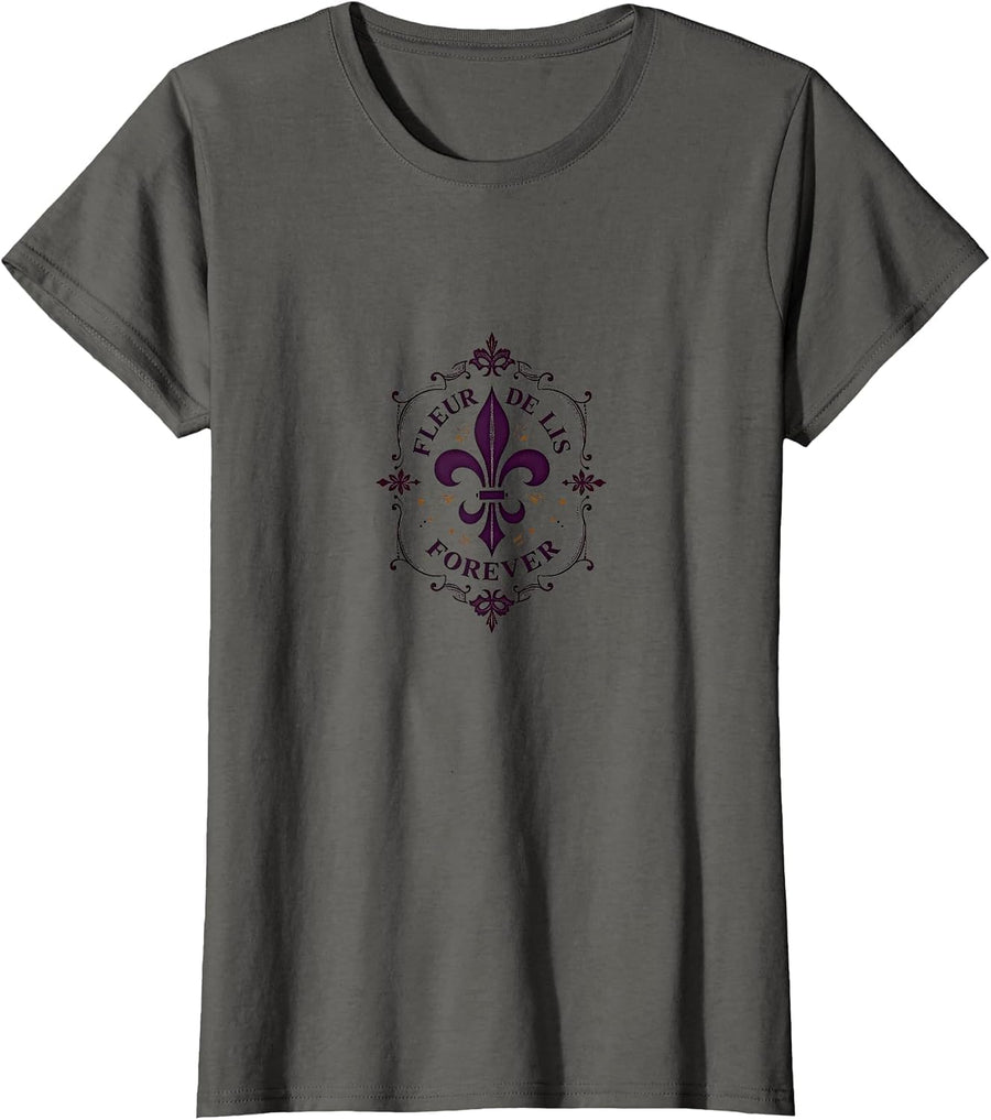 Mademark Mardi Gras & New Orleans T-Shirt - Asphalt Grey-fleur De Lis Forever
