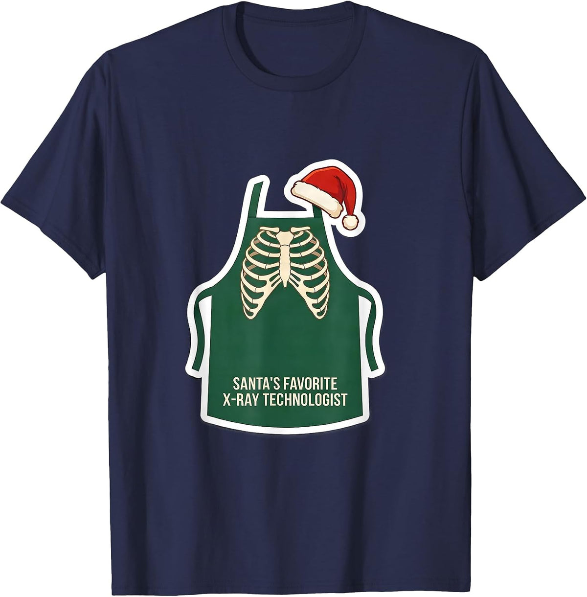 Men's Santa's Favorite X-Ray Technologist Funny Radiology Tech T-Shirt - Navy Blue