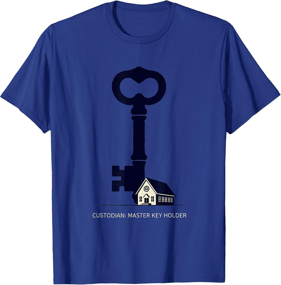 Custodian: Master Key Holder Funny School Custodian T-Shirt - Royal Blue