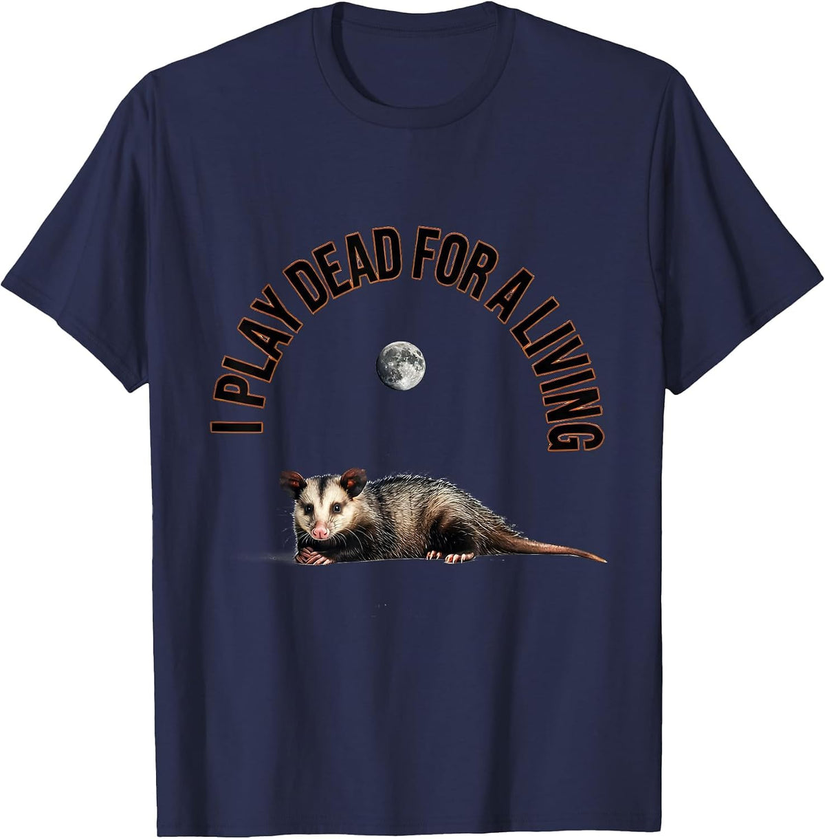 Men's I Play Dead For A Living Vintage Opossum Halloween Spooky T-Shirt - Navy Blue