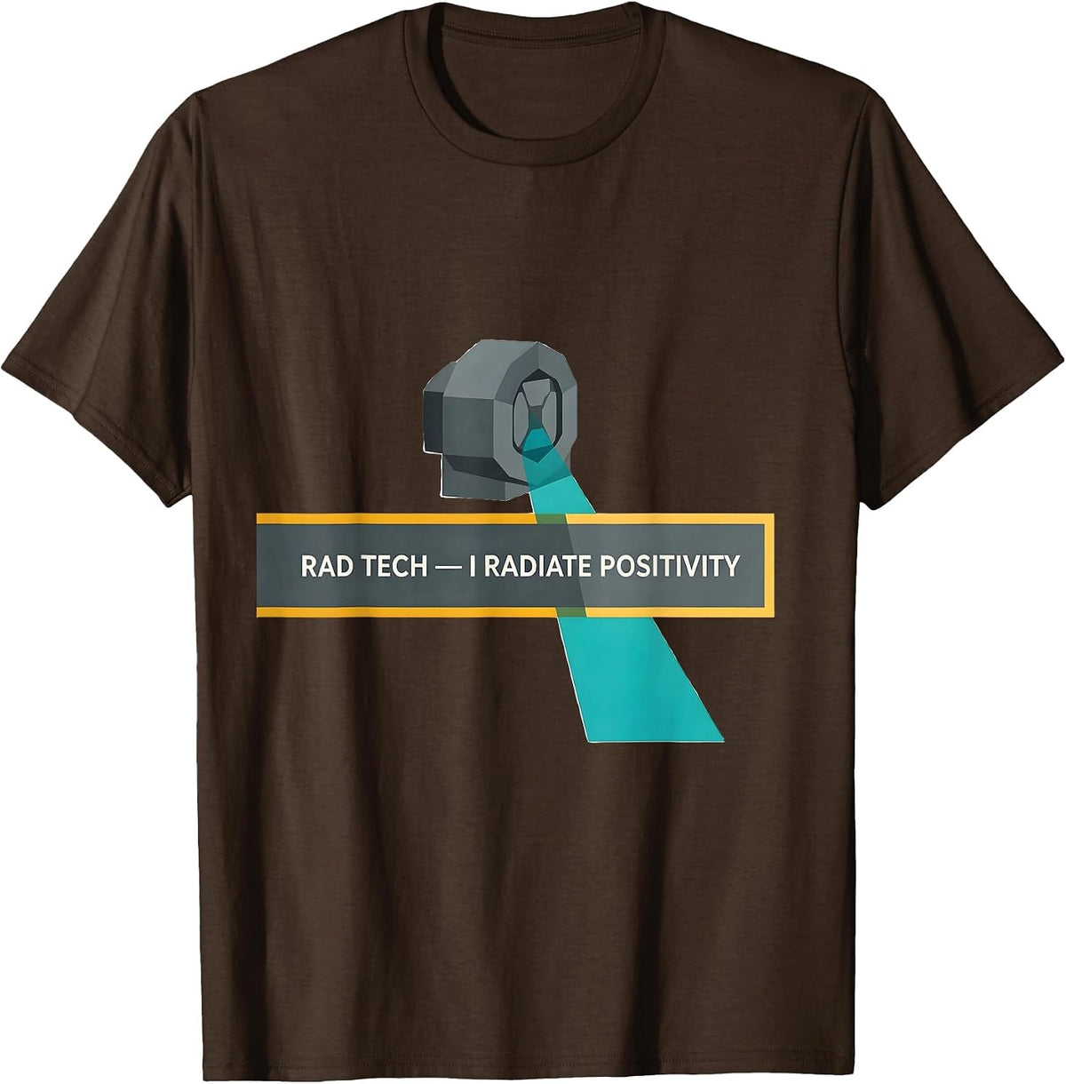 Men's Rad Tech I Radiate Positivity Funny Radiology X-Ray Tech T-Shirt - Brown