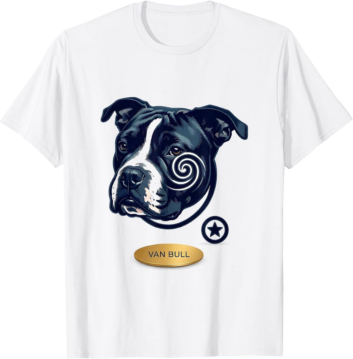 Men's Van Bull Minimalist Bull Terrier Van Gogh Starry Night Breed T-Shirt - White