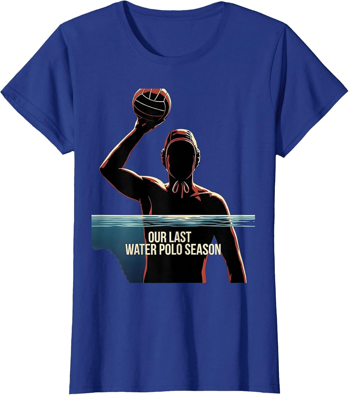 Women's Our Last Water Polo Season Senior Night Silhouette Keepsake T-Shirt - Royal Blue