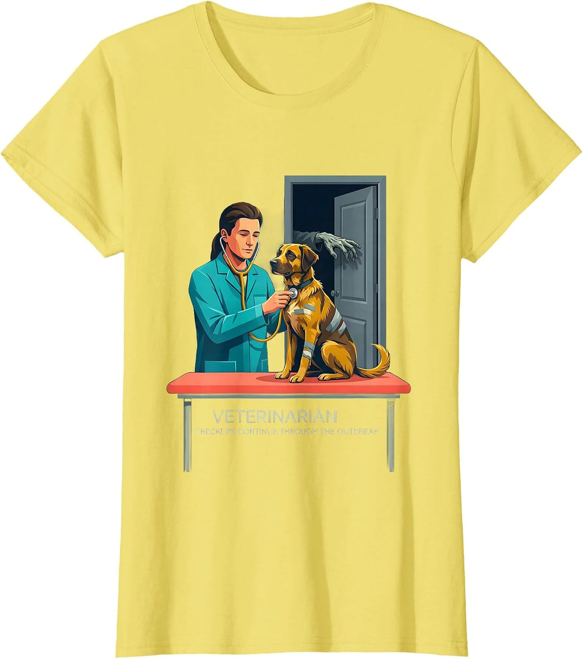 VETERINARIAN / CHECKUPS CONTINUE THROUGH THE OUTBREAK T-Shirt - Lemon Yellow