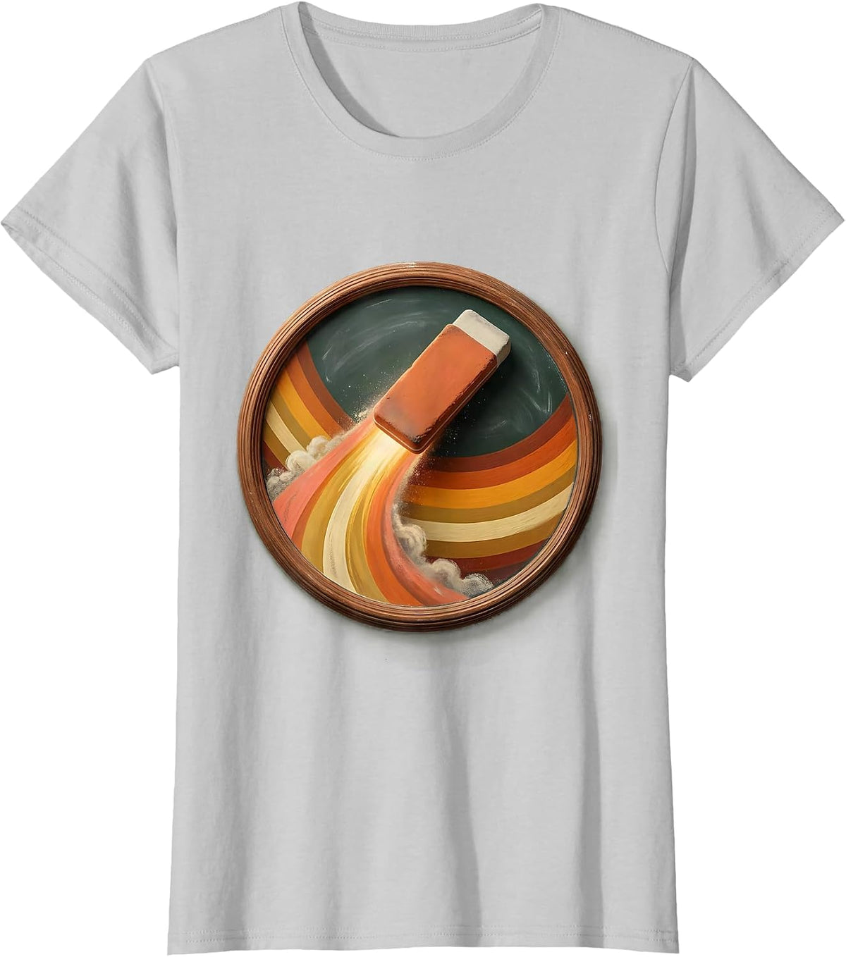 5th Grade Teacher Chalkboard Eraser Comet Graphic T-Shirt - Silver Grey