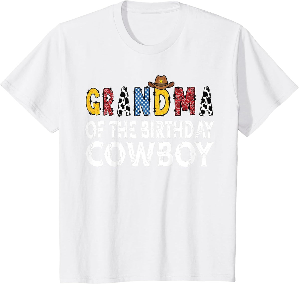 Grandma 1st Birthday Cowboy Western Grandma Birthday Boy T-Shirt - White