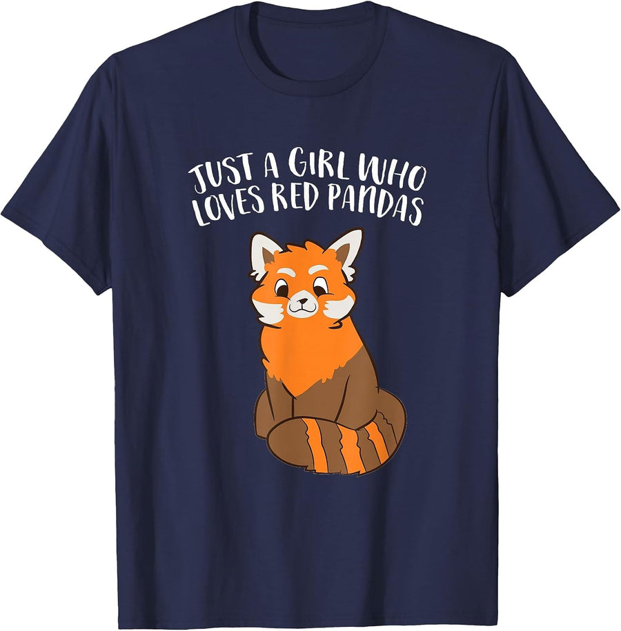 Just a Girl Who Loves Red Pandas T-Shirt - Navy Blue