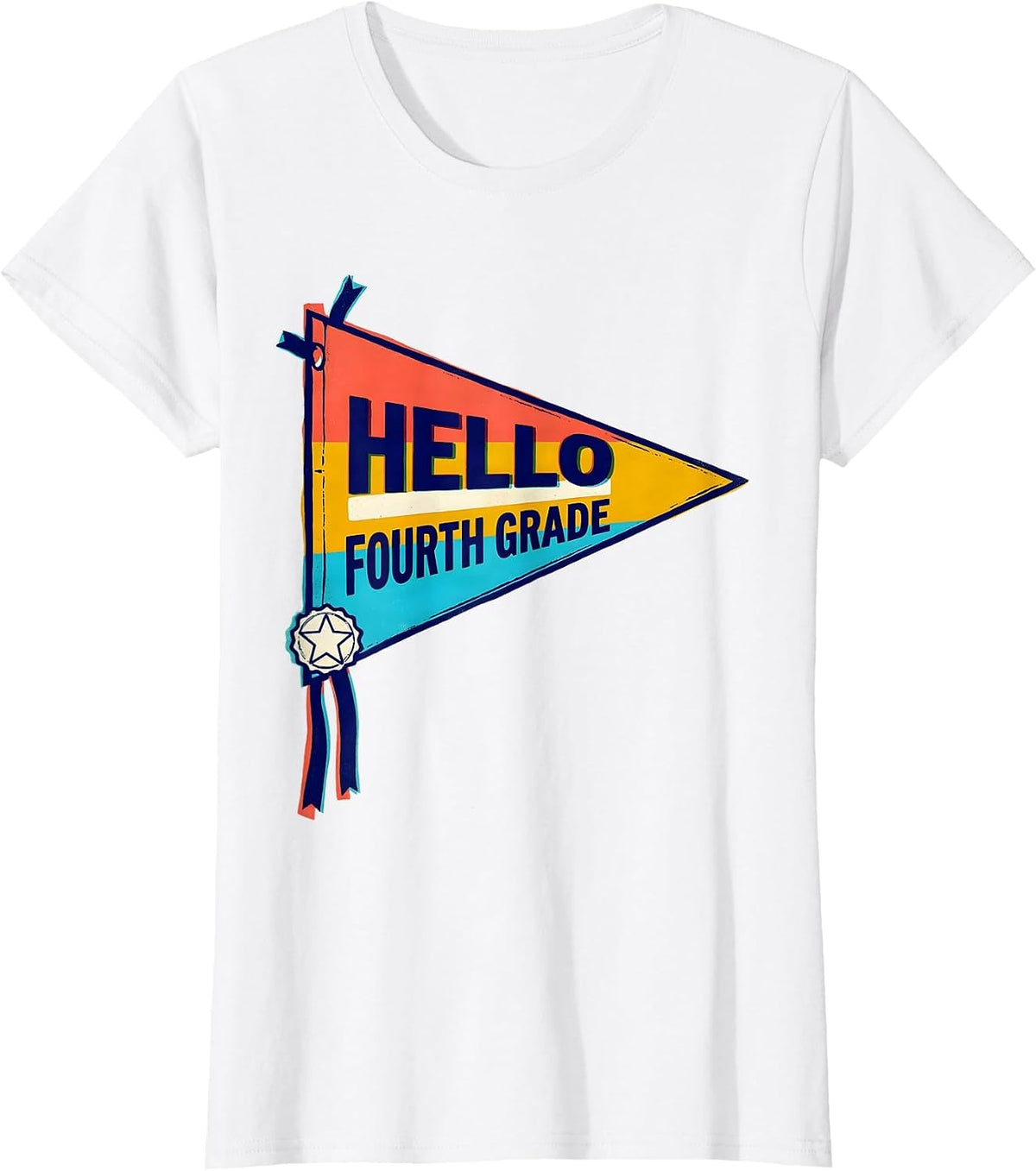 Hello Fourth Grade Tie Dye Back To School Classroom Pennant T-Shirt - White