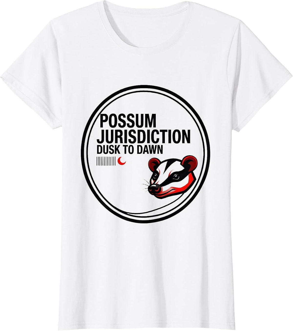 Possum Jurisdiction: Dusk To Dawn Funny Opossum Deadpan Meme T-Shirt - White