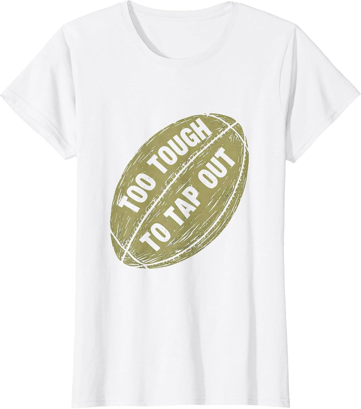 Women's Too Tough To Tap Out Rugby Graphic Design T-Shirt - White