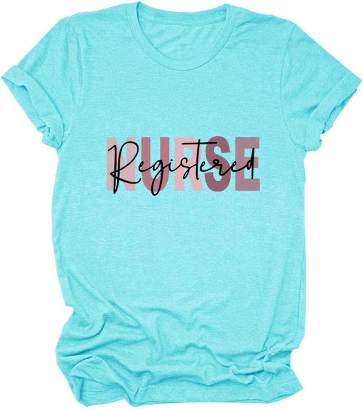 Registered Nurse Shirts for Women RN Nurses Cute Graphic Tees Nursing School T-Shirts Casual Short Sleeve Tops - Light Blue