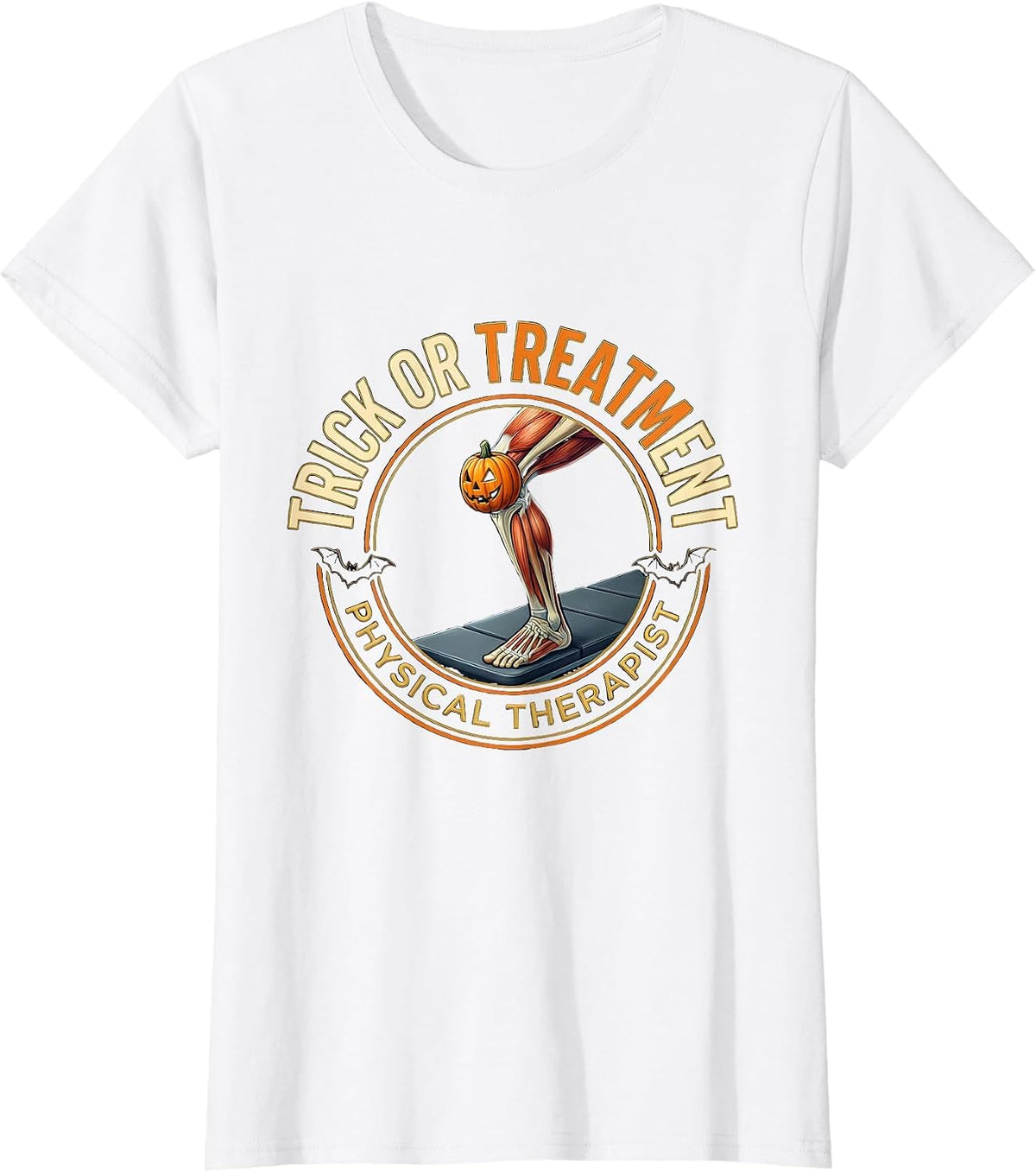 Trick Or Treatment Physical Therapist Halloween PT Emblem T-Shirt - White