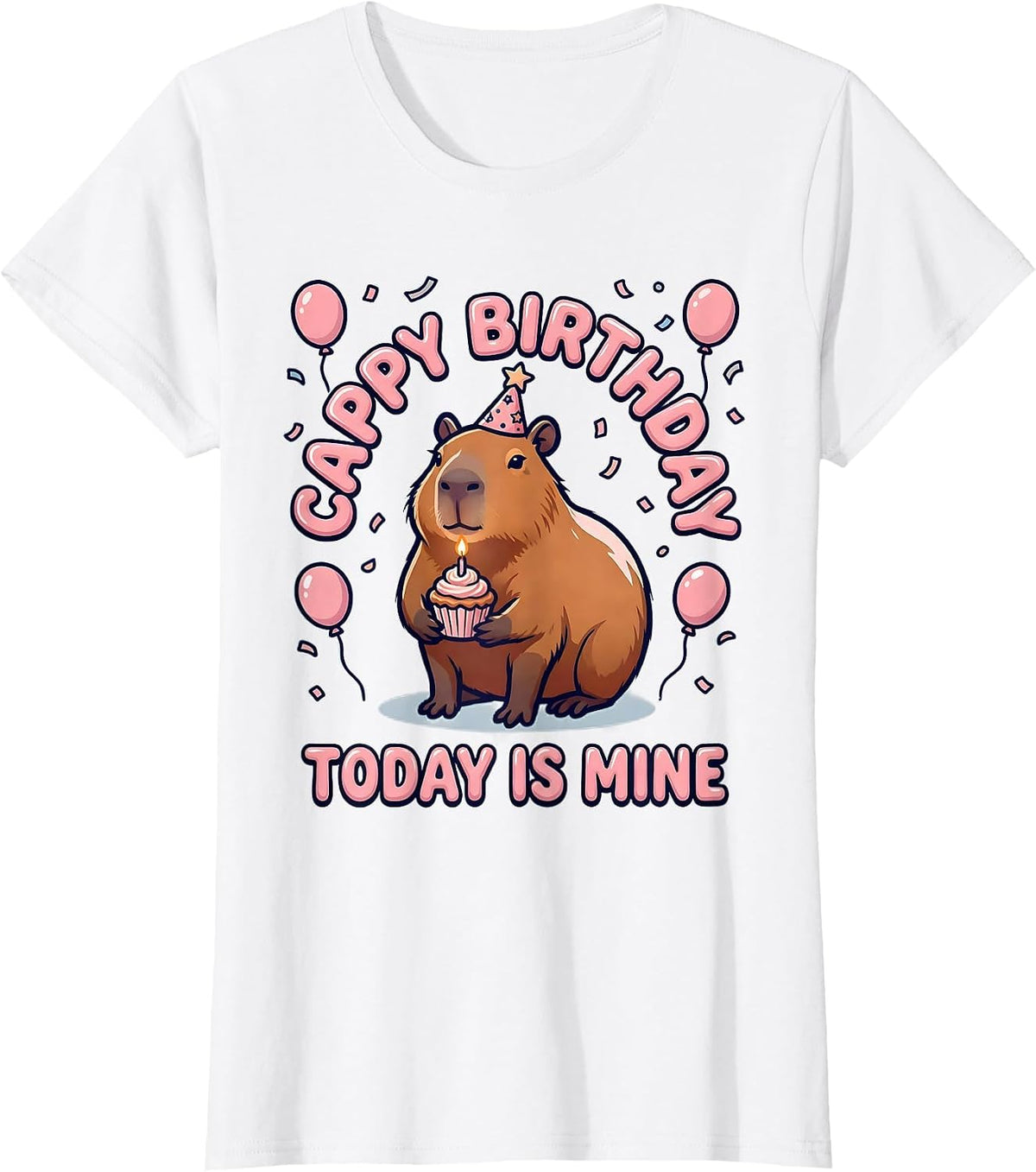 Women's Cappy Birthday Today Is Mine Kawaii Capybara Kids Party T-Shirt - White