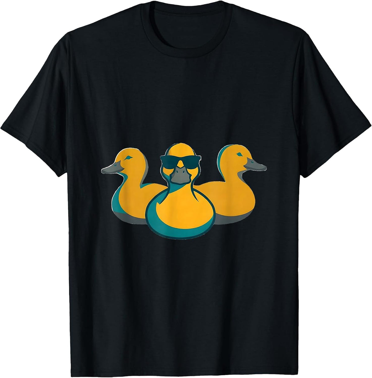 Men's Sunglasses Duck Flat Vector Funny Animal Lover Gift T-Shirt - Black