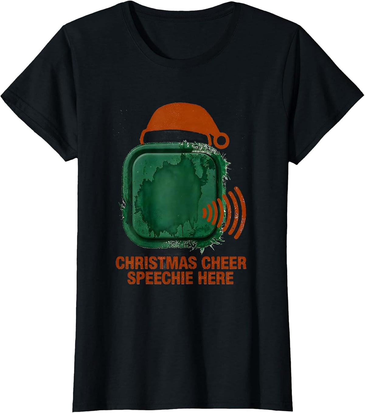 Women's Christmas Cheer Speechie Here Funny Speech Therapist SLP T-Shirt - Black