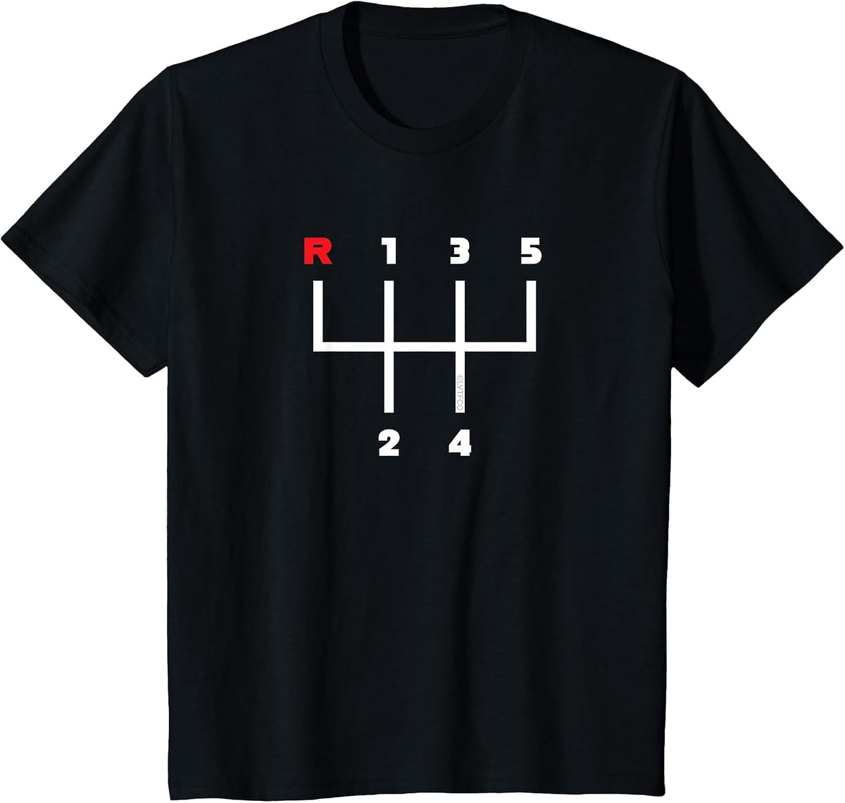 Car Gear Shifter Pattern Manual Transmission (5 Speed) T-Shirt - Black