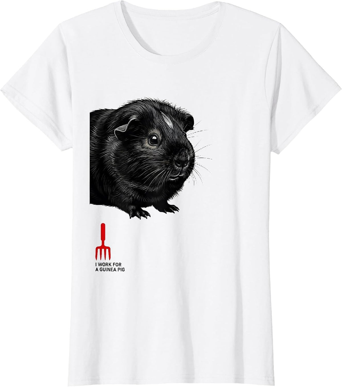 I Work For A Guinea Pig Funny Pet Lover Cavy Owner T-Shirt - White