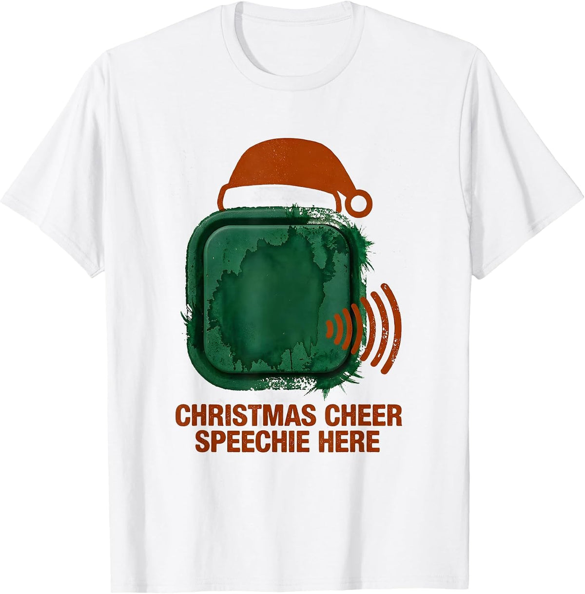 Men's Christmas Cheer Speechie Here Funny Speech Therapist SLP T-Shirt - White