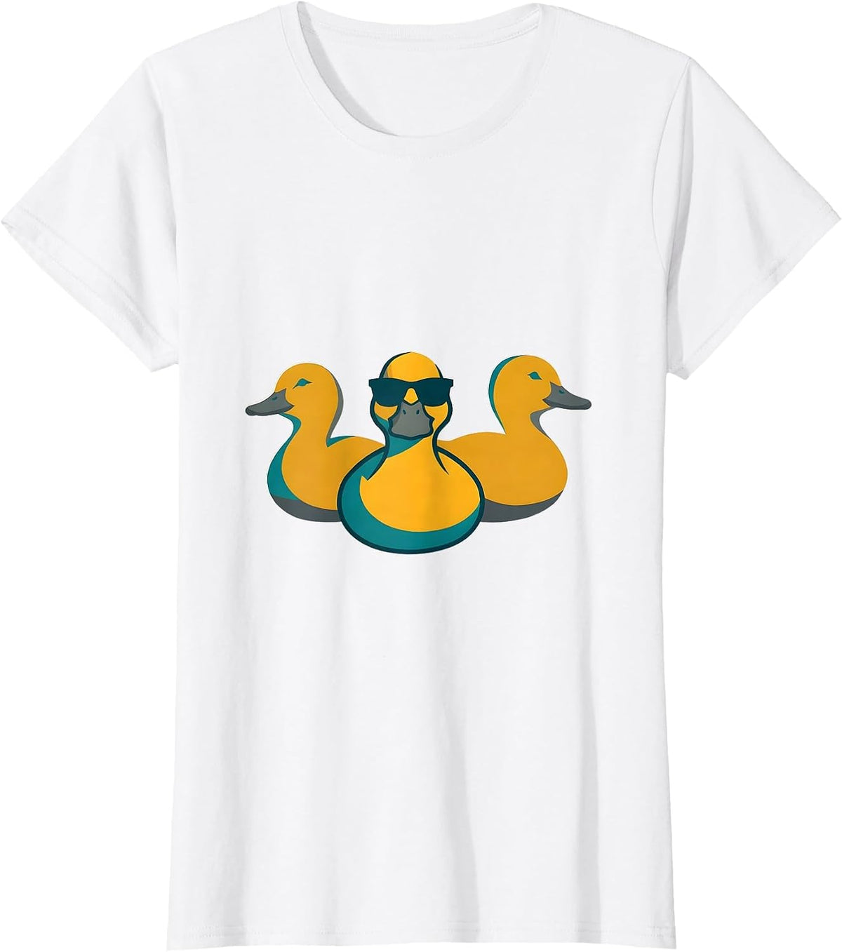 Women's Sunglasses Duck Flat Vector Funny Animal Lover Gift T-Shirt - White