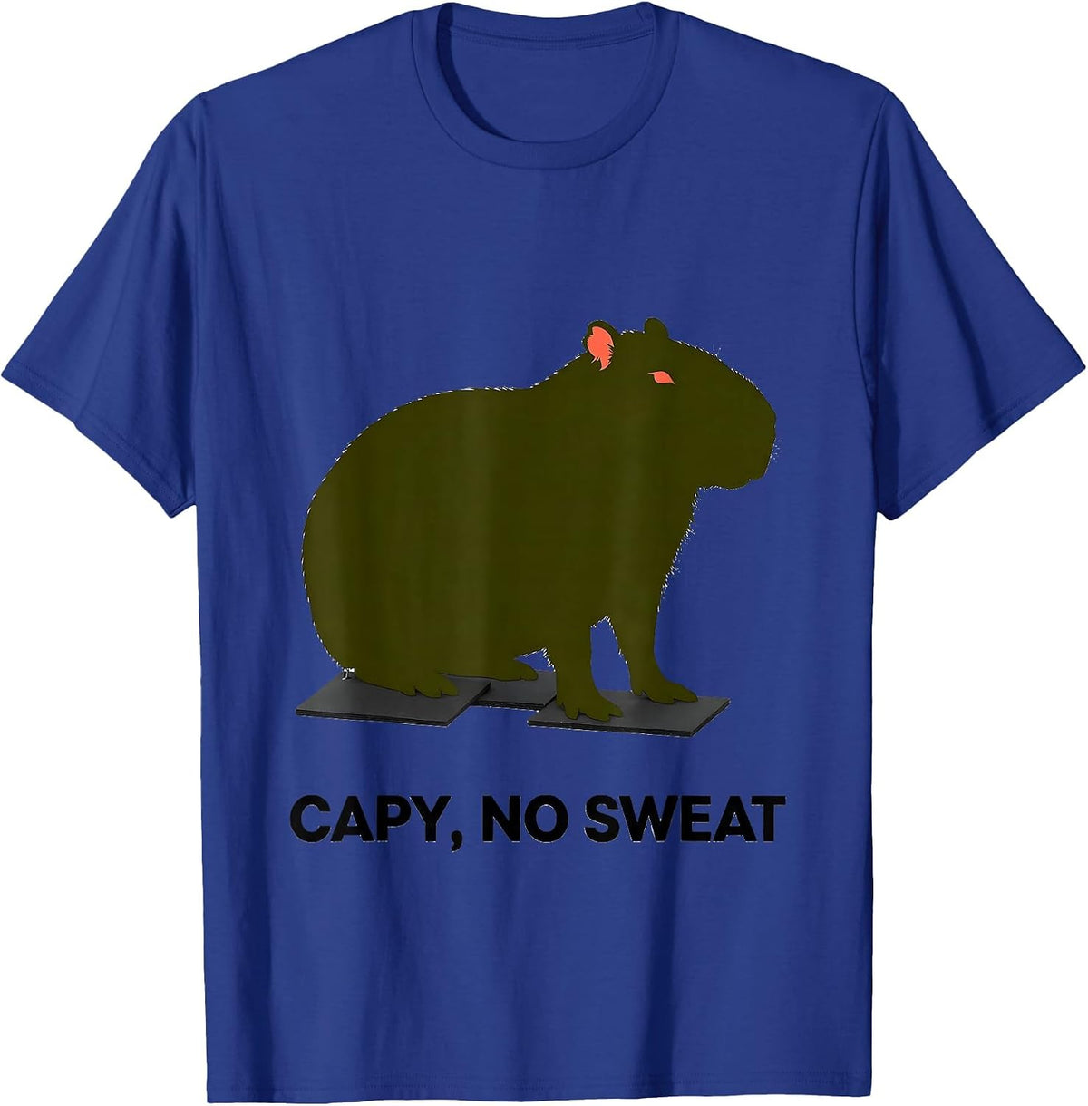 Men's Capy, No Sweat Funny Capybara Meme Animal Humor T-Shirt - Royal Blue