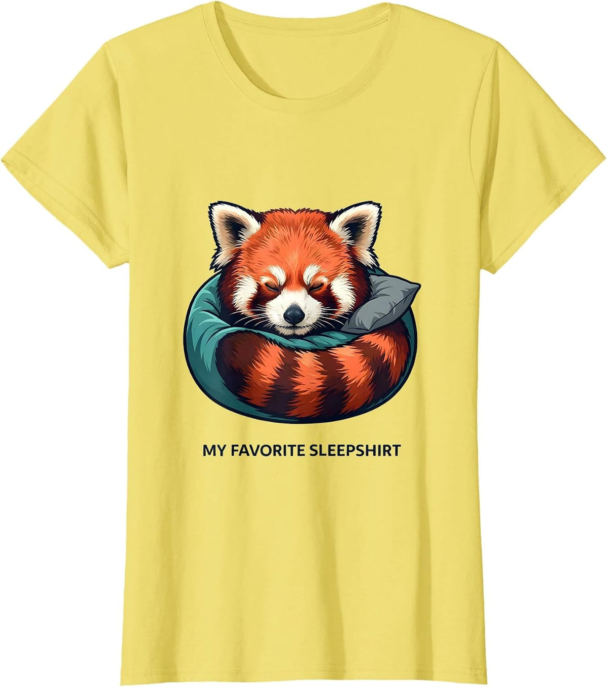 My Favorite Sleepshirt Cute Red Panda Sleeping Pajamas Boys T-Shirt - Lemon Yellow