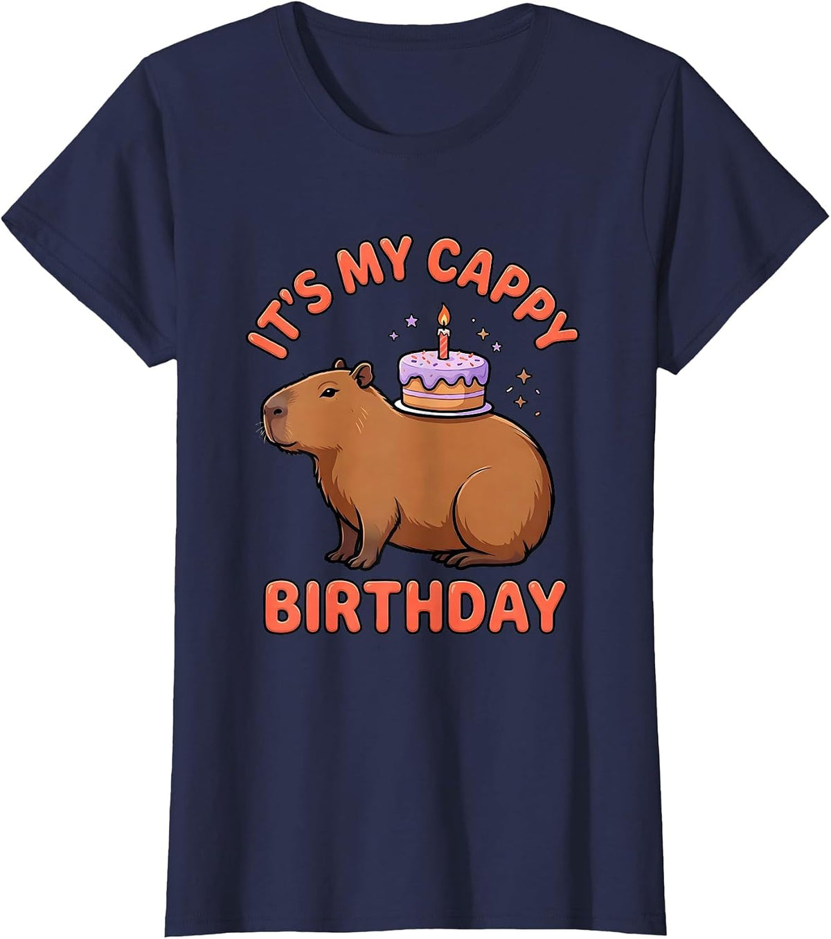 Women's It's My Cappy Birthday Kawaii Capybara Birthday Gift T-Shirt - Navy Blue