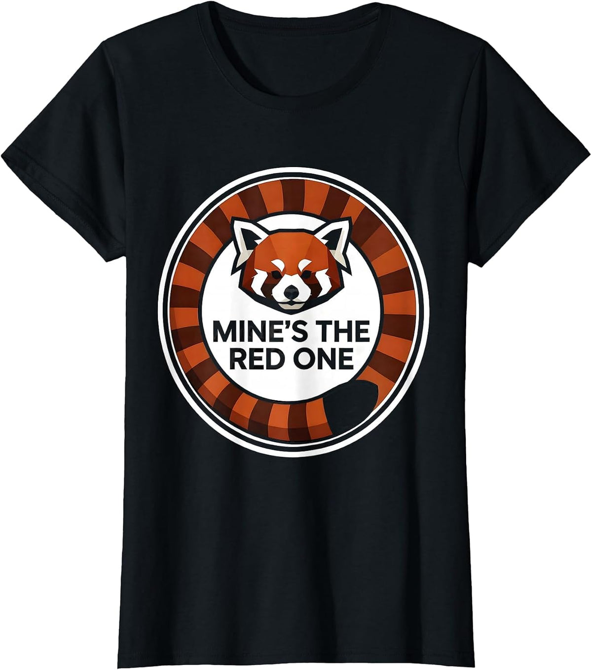 Women's Mine's The Red One Geometric Panda Lover Funny Cute Humor T-Shirt - Black