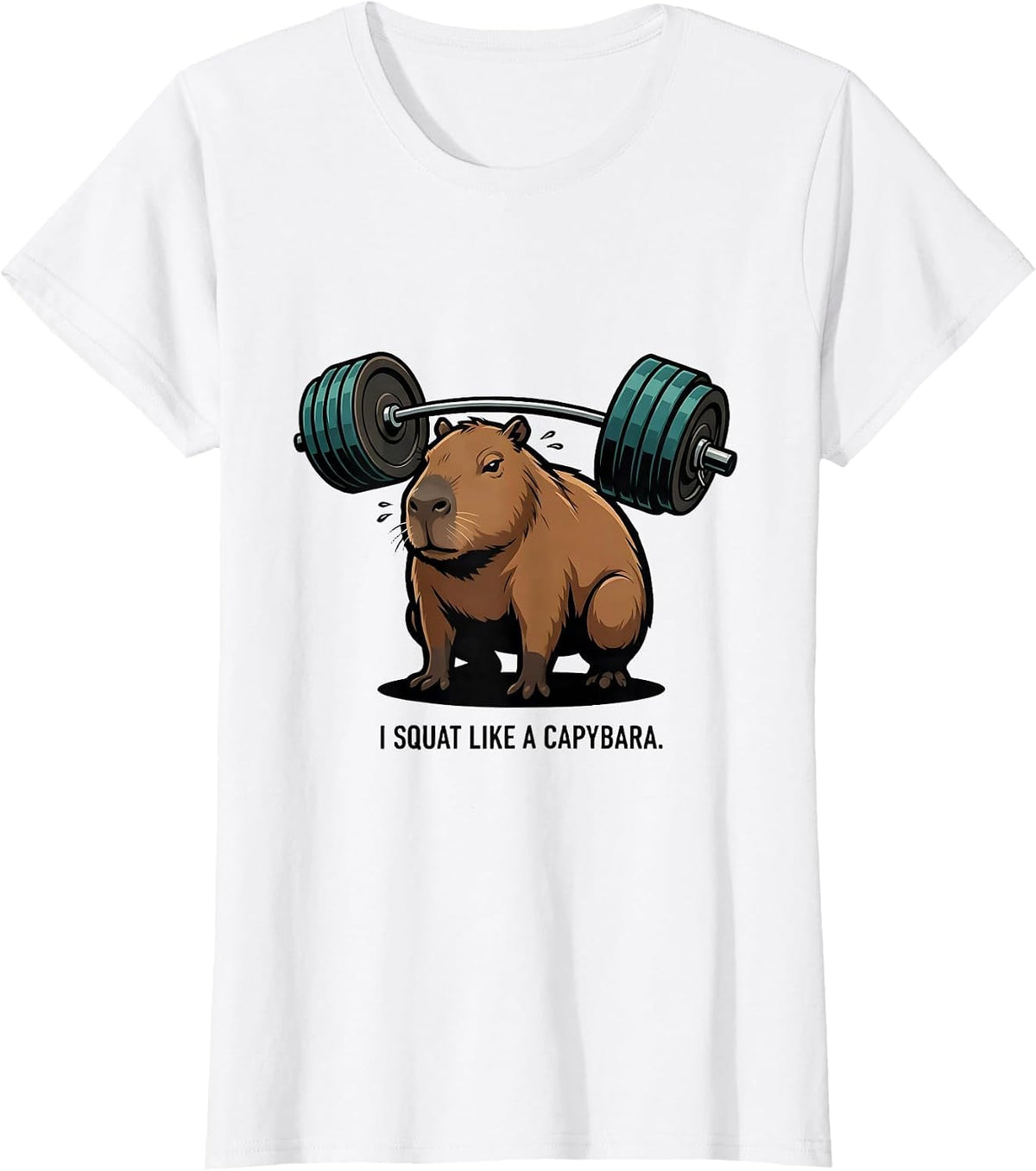 Women's I Squat Like A Capybara Funny Gym Workout Weightlifting Meme T-Shirt - White