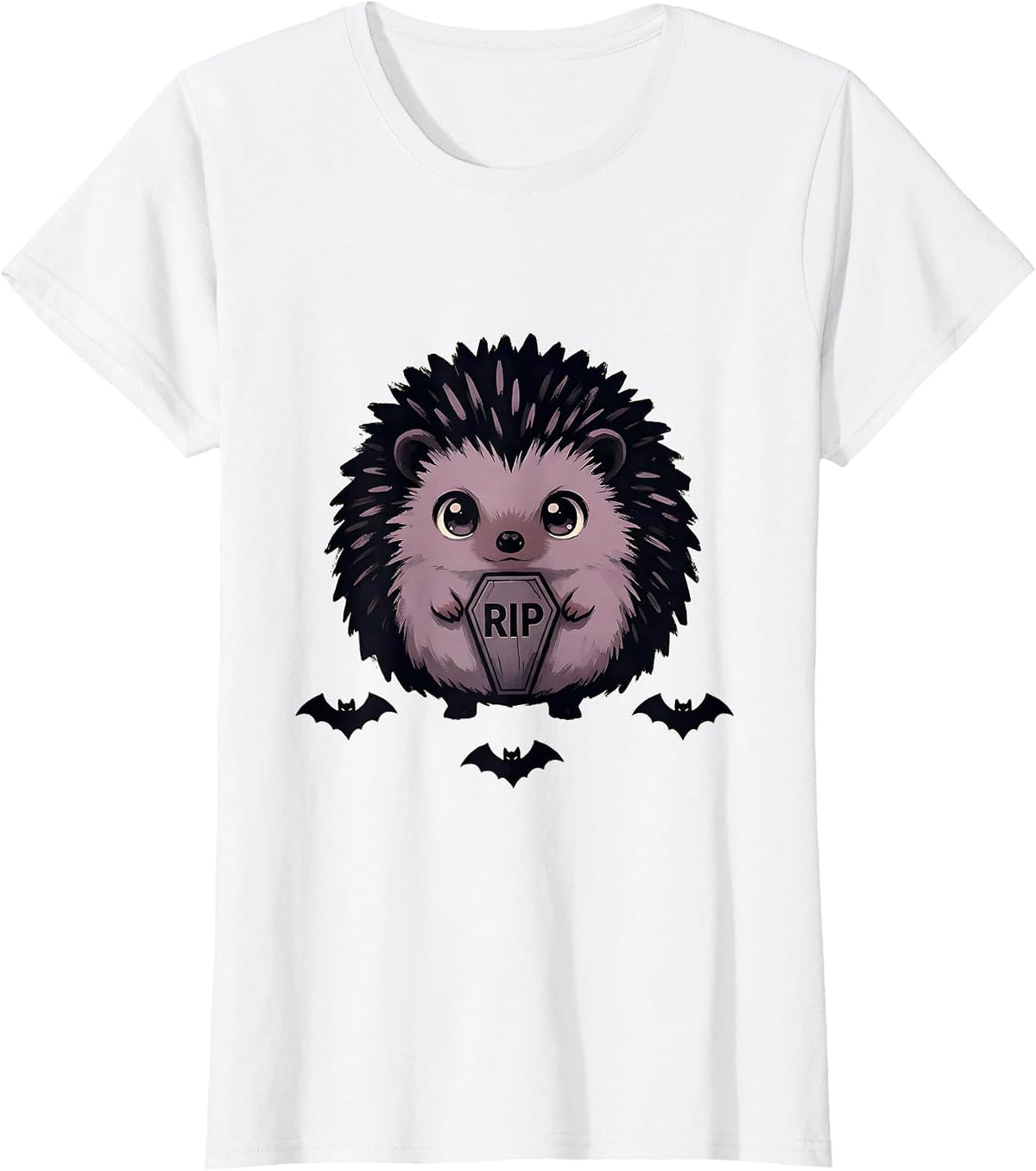 RIP Chibi Hedgehog Pastel Goth Kawaii Anime Horror Aesthetic T-Shirt - White