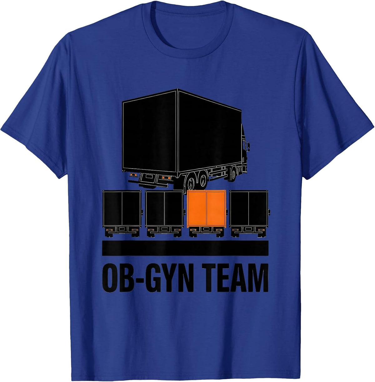 OB-GYN Team Brutalist Graphic Healthcare Humor T-Shirt - Royal Blue