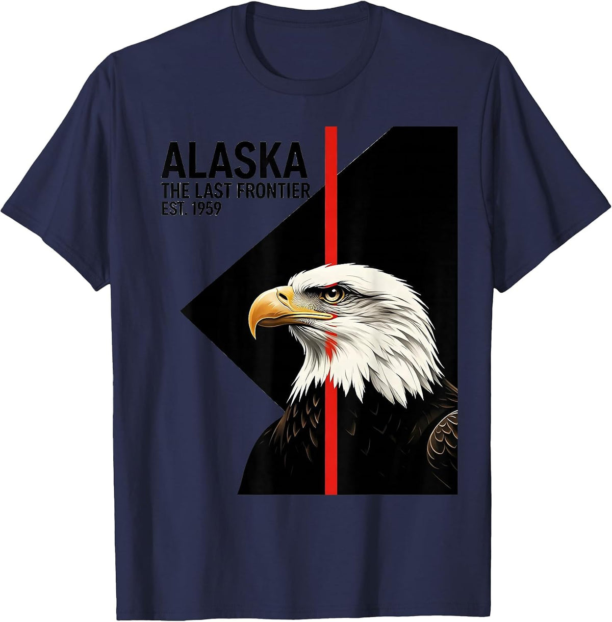 Men's Alaska The Last Frontier Est. 1959 Bald Eagle Vintage T-Shirt - Navy Blue